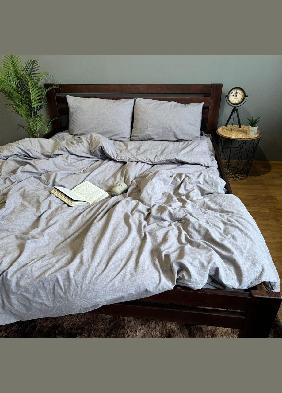 Постільна білизна Washed Cotton Півтораспальна 150 x 220 Варена бавовна Сіра 70 х 70 No Brand (307361336)
