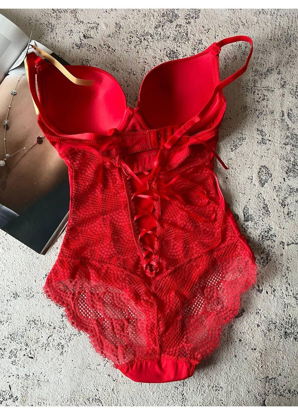 Красное боди нижнее белье женское на поролоне Porlloma (304999962)