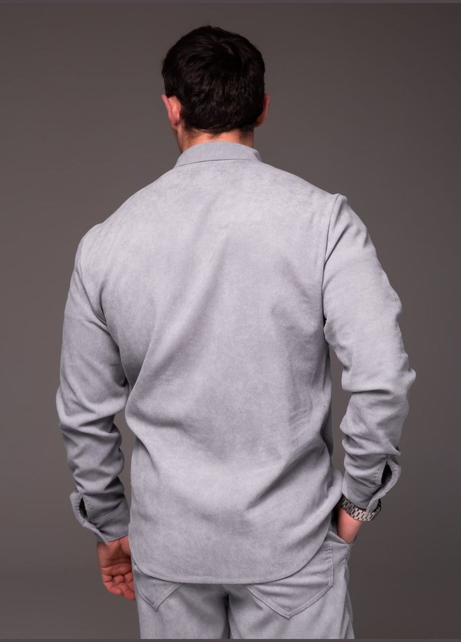 Светло-серая классическая, повседневный, кэжуал рубашка однотонная Vakko