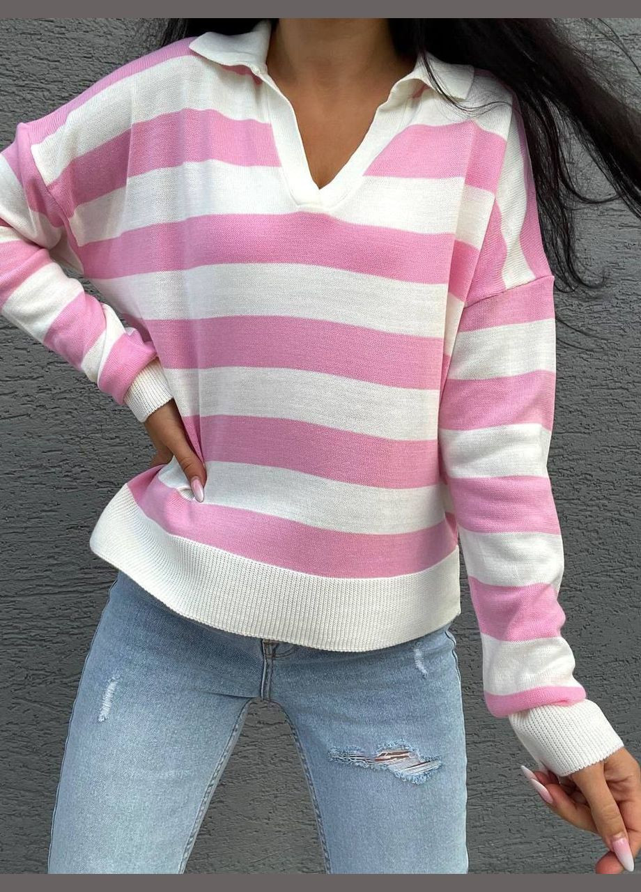 Світло-рожевий демісезонний стильний кежуал светр поло Vakko