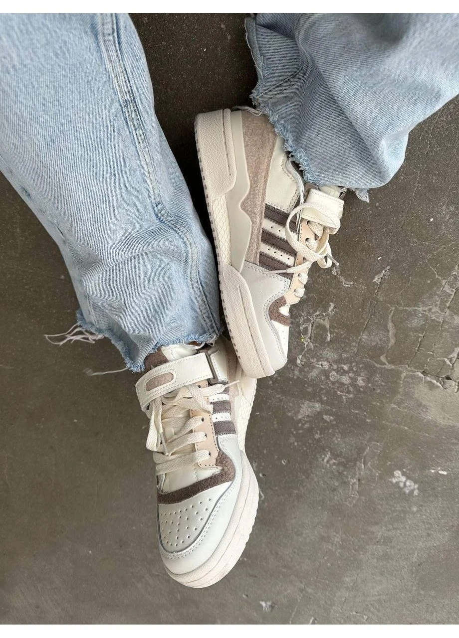 Бежевые летние кроссовки adidas forum low teddy beige адидас форум No Brand