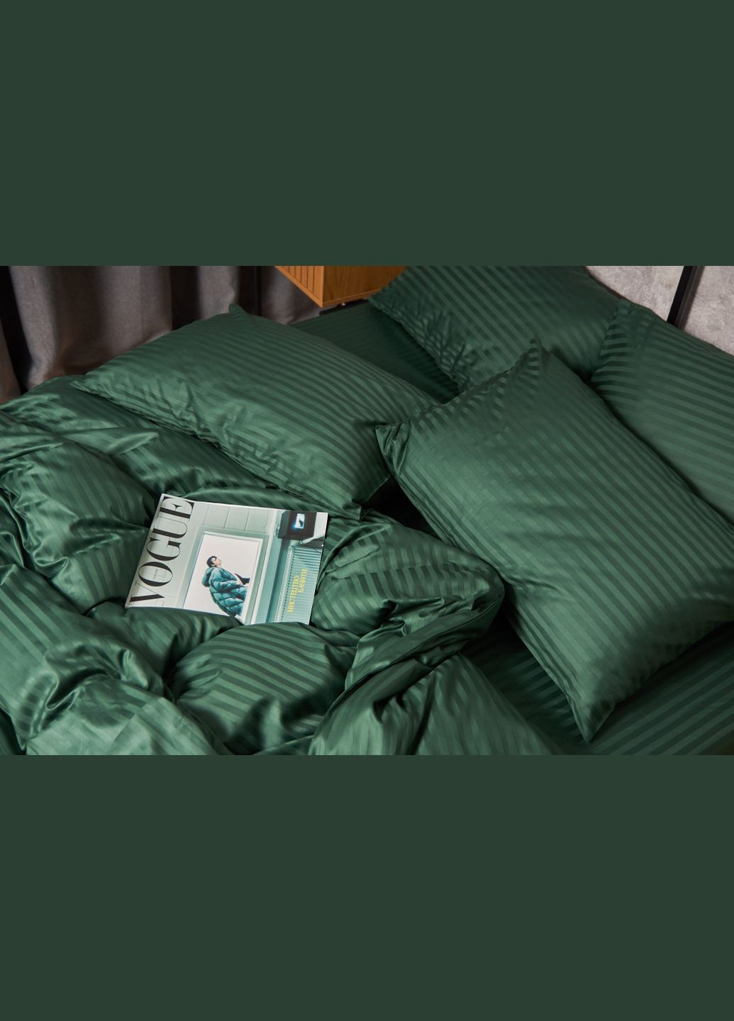 Комплект постельного белья Satin Stripe «» King Size 220x240 наволочки 4х70х70 (MS-820005289) Moon&Star Stripe Verdant (296909675)
