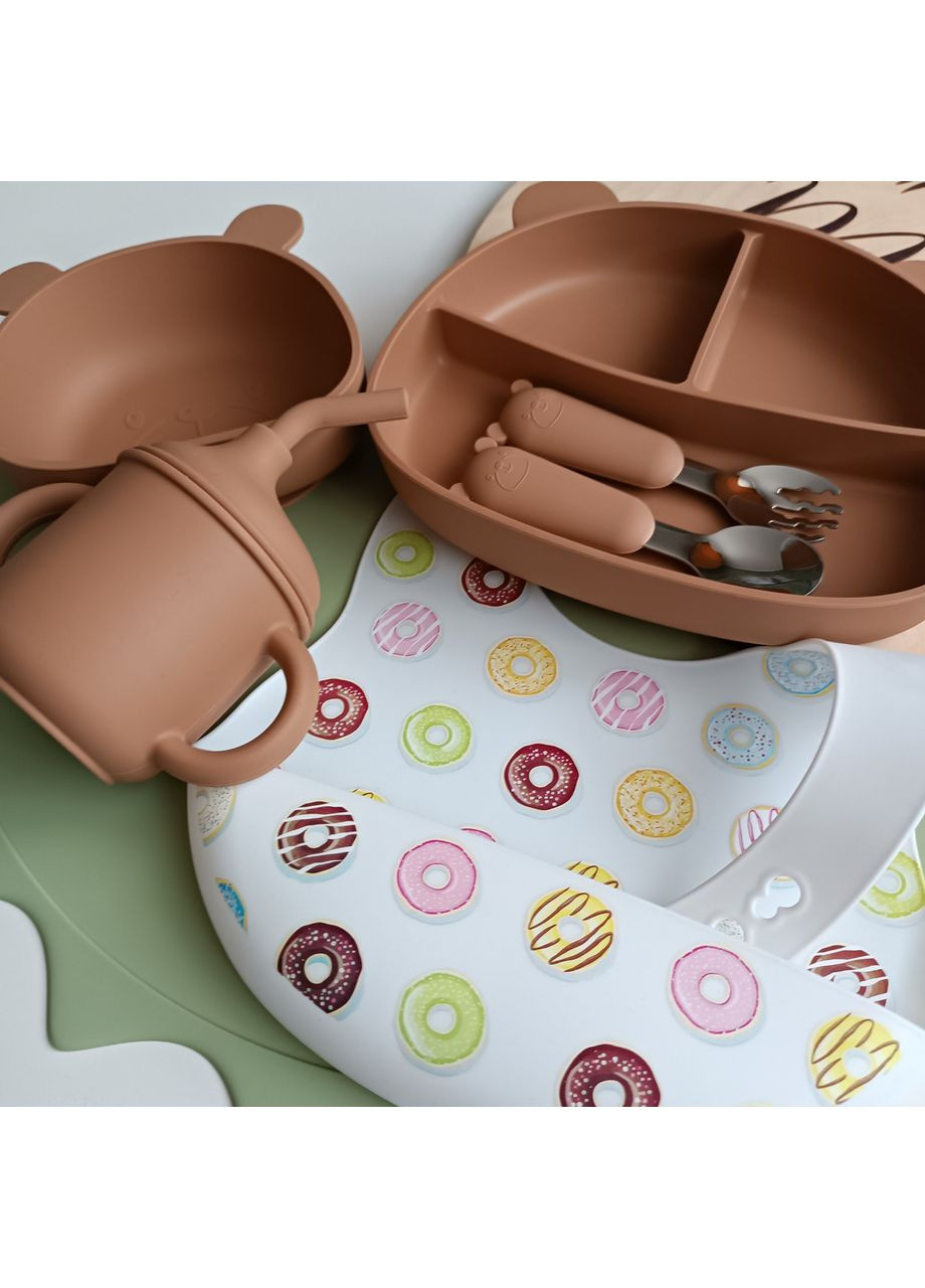 Набір посуду для першого прикорму малюка ведмедик КЕМЕЛ ШОКОЛАД 6 од (0293) No Brand (368999919)