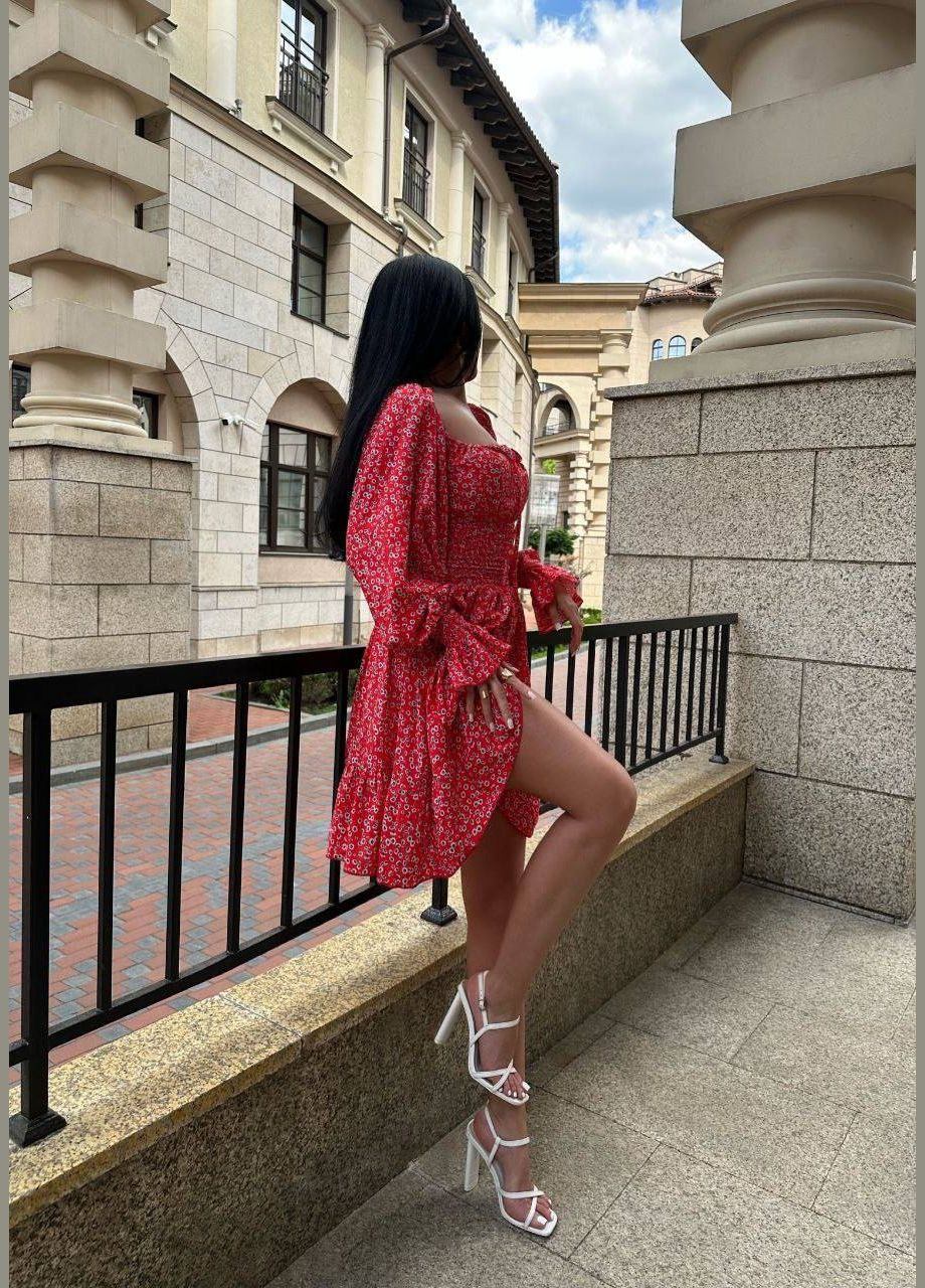 Червона святковий, вечірня квіткова міні сукня дзвін дзвін Adelante з квітковим принтом