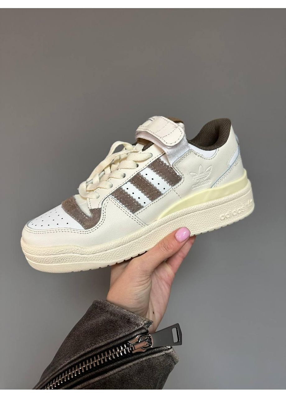 Белые демисезонные кроссовки мужские adidas forum low chocolate beige адидас форум No Brand