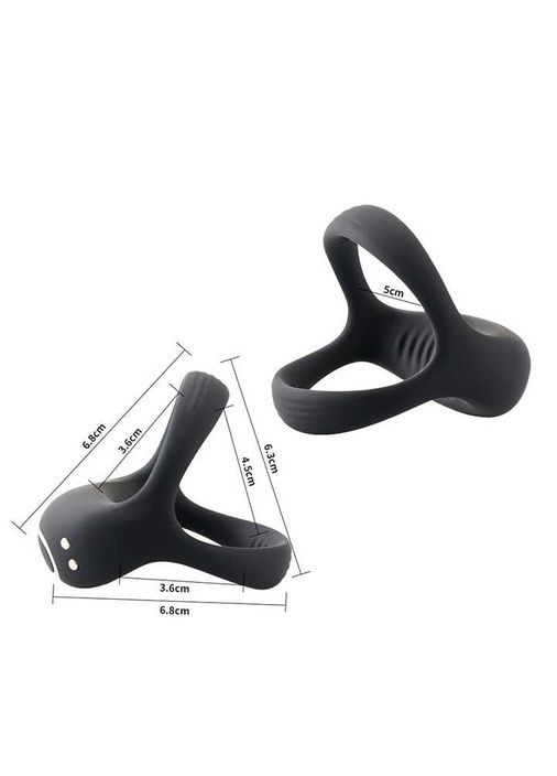 Потрійне ерекційне смарт віброкільце на пеніс і мошонку "Love Spouse" чорного кольору як для пар, так і для соло-ігор China (360613567)