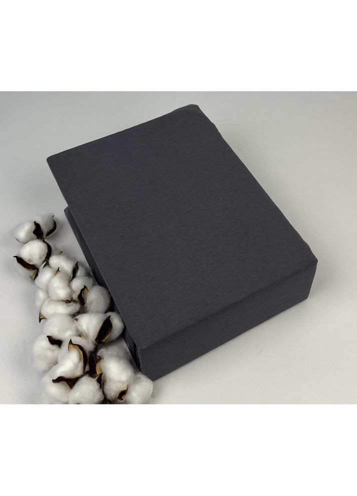 Простынь antrasit трикотажная на резинке 180x200 + наволочки 2-50x70 Maison D'or (366221599)