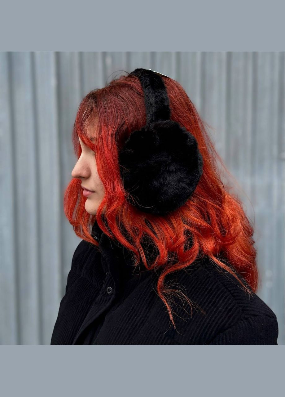 Навушники теплі зимові еко - хутро чорні 0445 No Brand Навушники еко - хутро чорні (315638589)