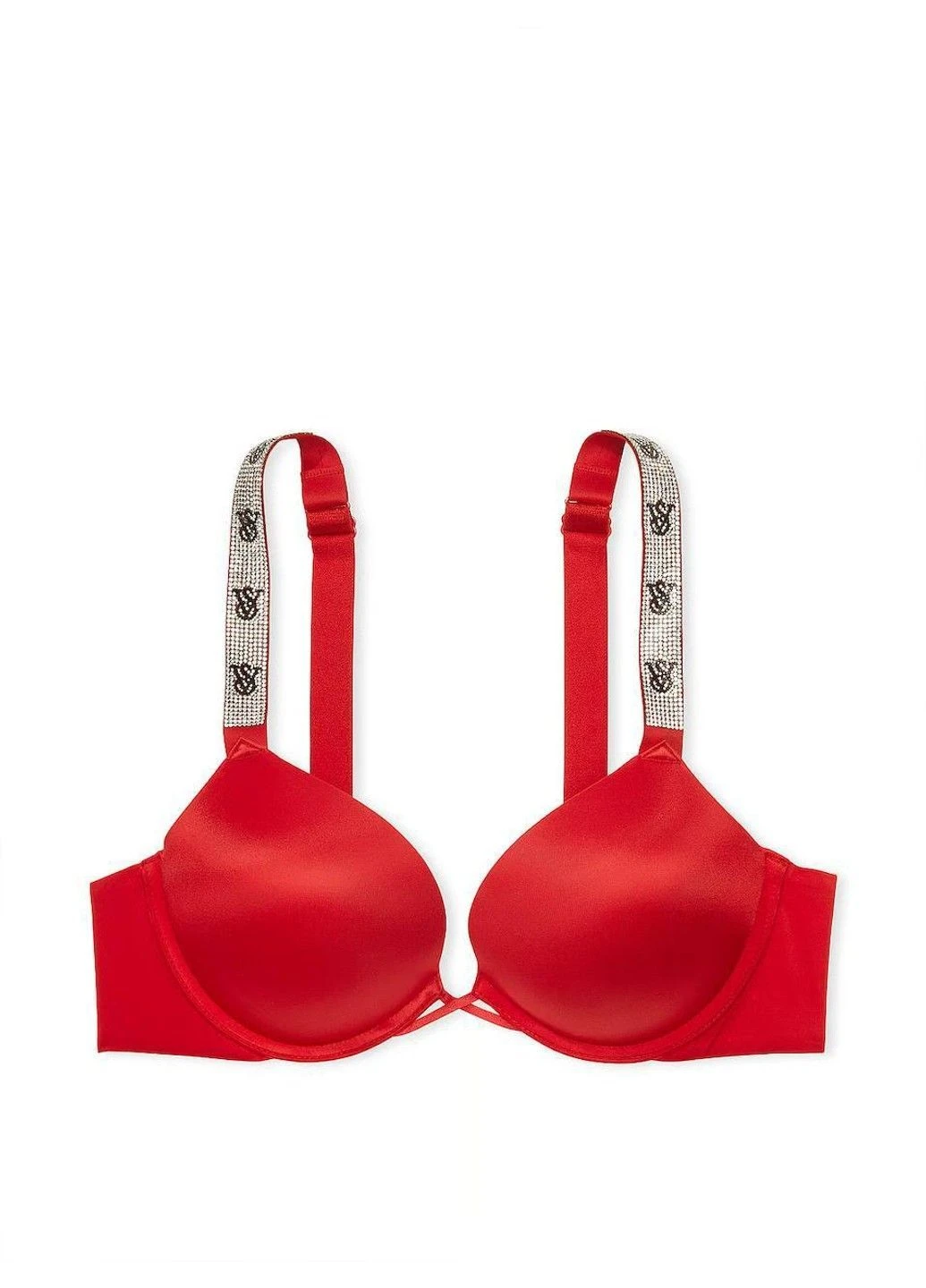 Червоний бюстгальтер lipstick red bombshell add 2 cups push up shine strap bra Victoria's Secret