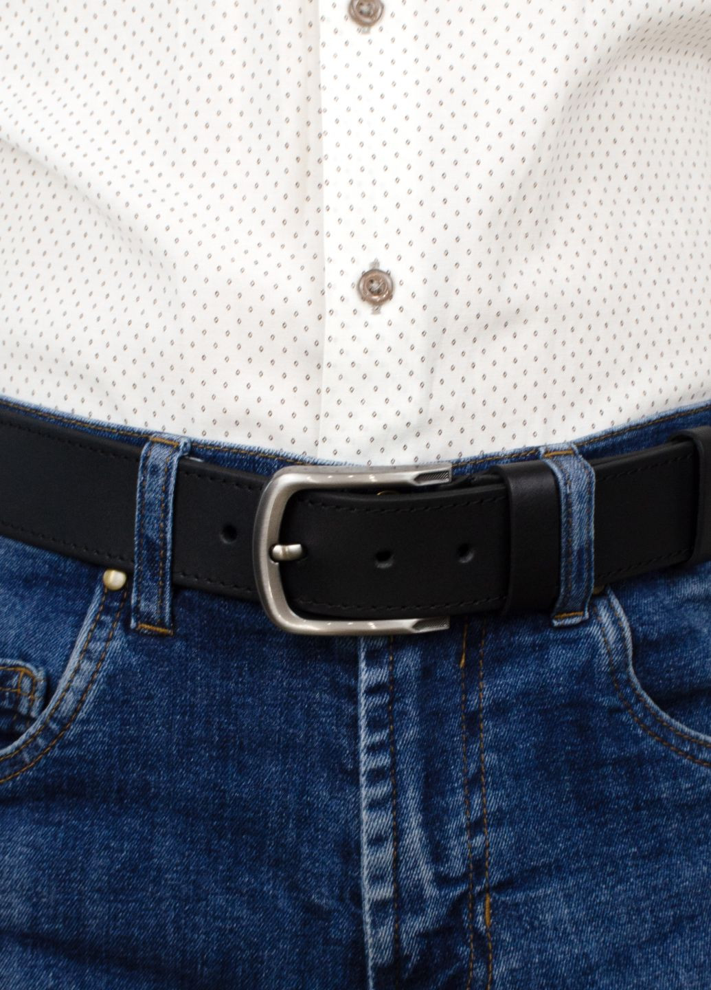 Ремень мужской кожаный черный HC-4097 (125 см) под джинсы HandyCover (295574219)