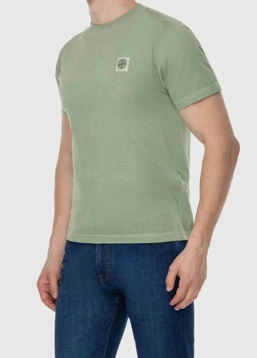 Хаки (оливковая) футболка мужская с коротким рукавом Stone Island Compass Logo
