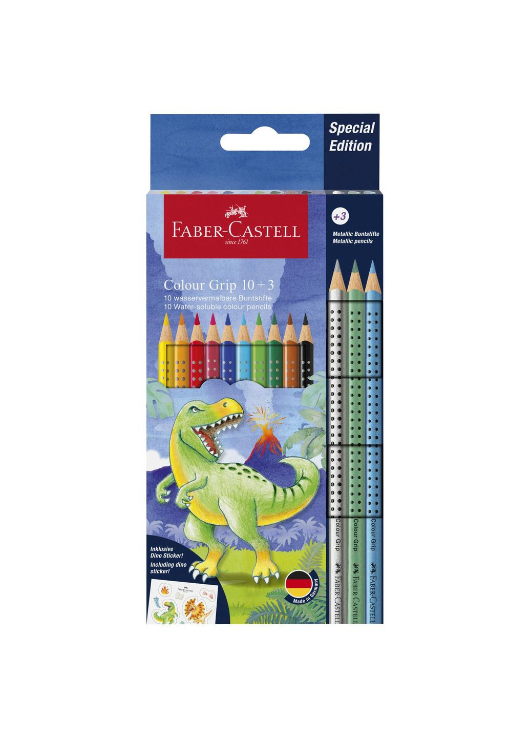 Набор карандашей 10 цв. FABER CASTELL Grip акварельные + 3 металлик Faber-Castell (284723148)