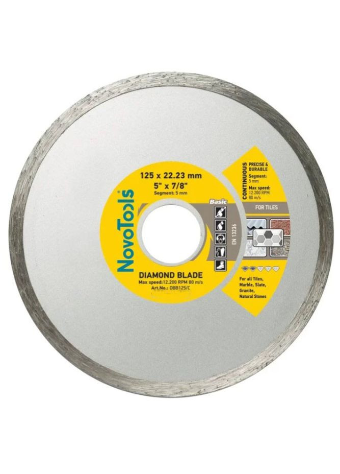 Алмазний диск (125х5х22.23 мм) круг відрізний по кераміці (23226) NovoTools (286423781)