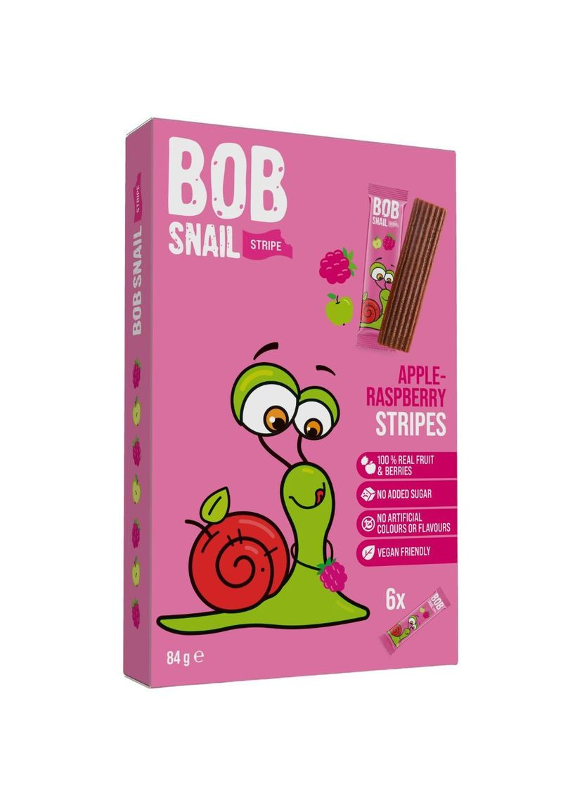 Цукерка фруктово-ягідна Яблучно-Малиновий страйп, 84 г (6 шт. х 14 г) Bob Snail (328395466)