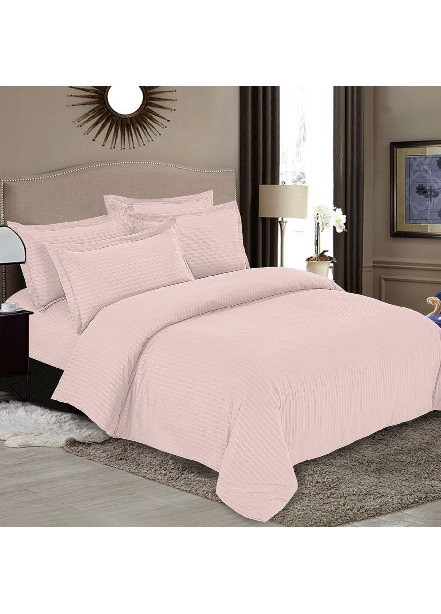 Постельное белье семейное пудрово-розовое Страйп Микросатин 902 Ananasko (370281581)