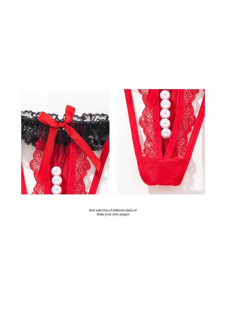 Трусики стрінги з перлинками (10к010) No Brand (370289504)