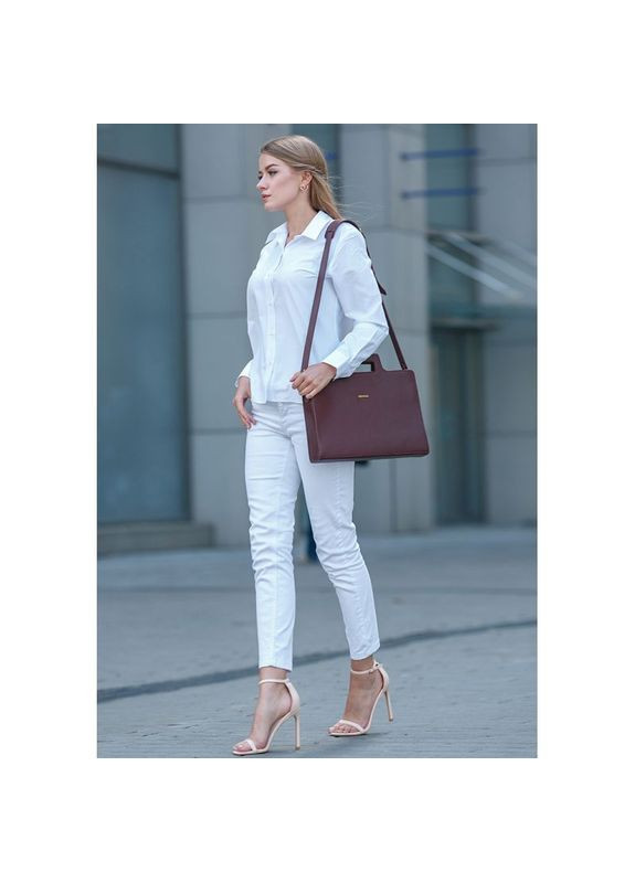 Сумка женская кожаная через плечо для ноутбука и документов бордовая BlankNote (302008030)