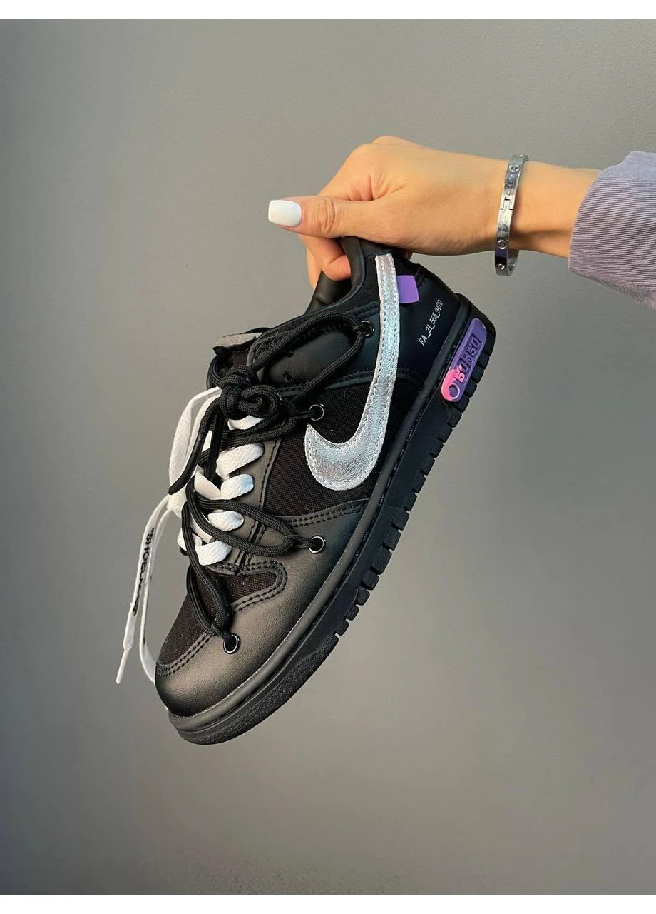 Белые летние кроссовки nike sb dunk x off white black silver найк сб данк No Brand