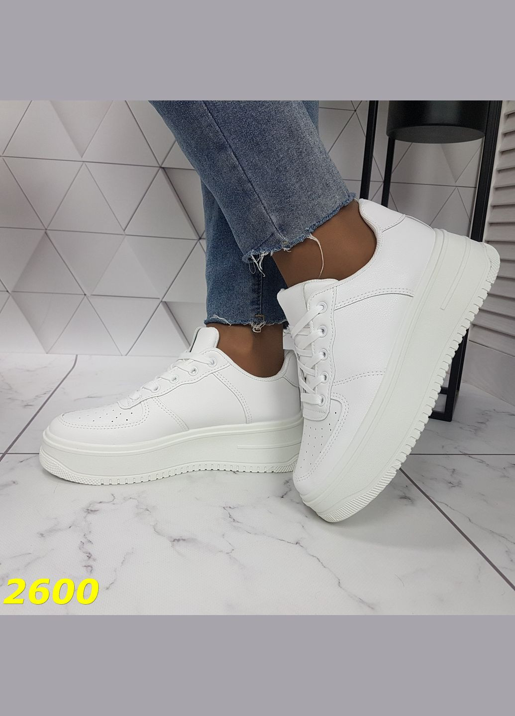 Кросівки на високій платформі білі No Brand білі (322650820)