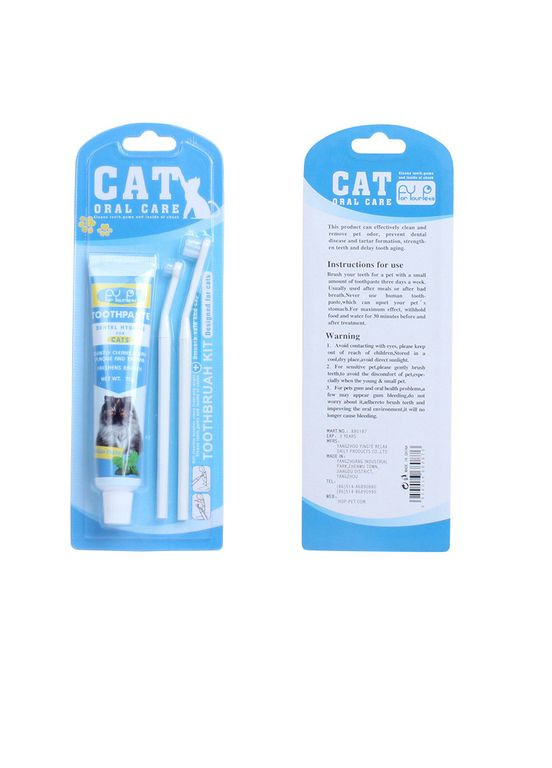Набір для догляду за ротовою порожниною для кішок (зубна паста + 2 щітки) No Brand (323234714)