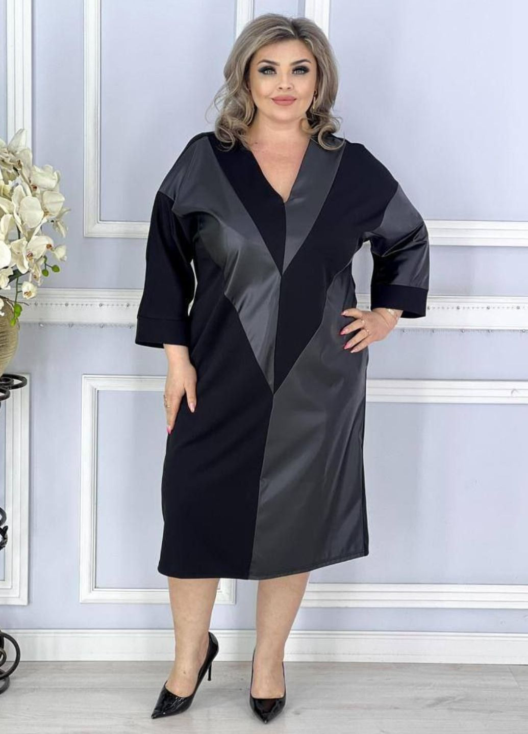 Черное повседневный платье меди свободного кроя Tik-Tak