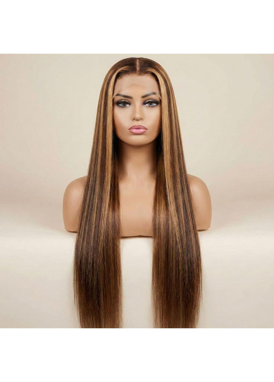 Длинный парик из прямых искусственных волос омбре 70 см Каштановый из Блонд No Brand (370645611)