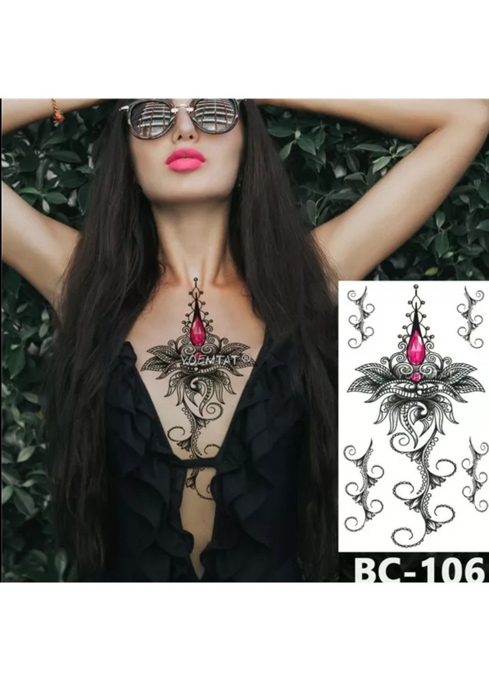 Временное тату на декольте, шею и спину 24х14 см BC106 Tattoo (367623578)