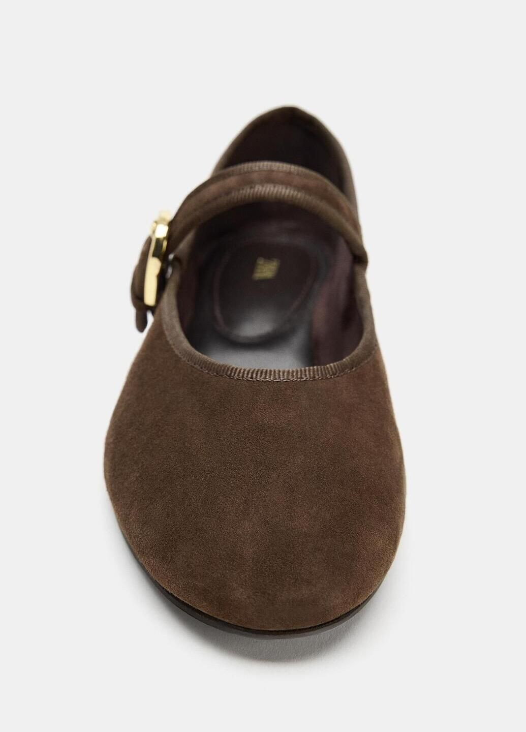 Женские балетки Zara | коричневые однотонные натуральная кожа (371629051)