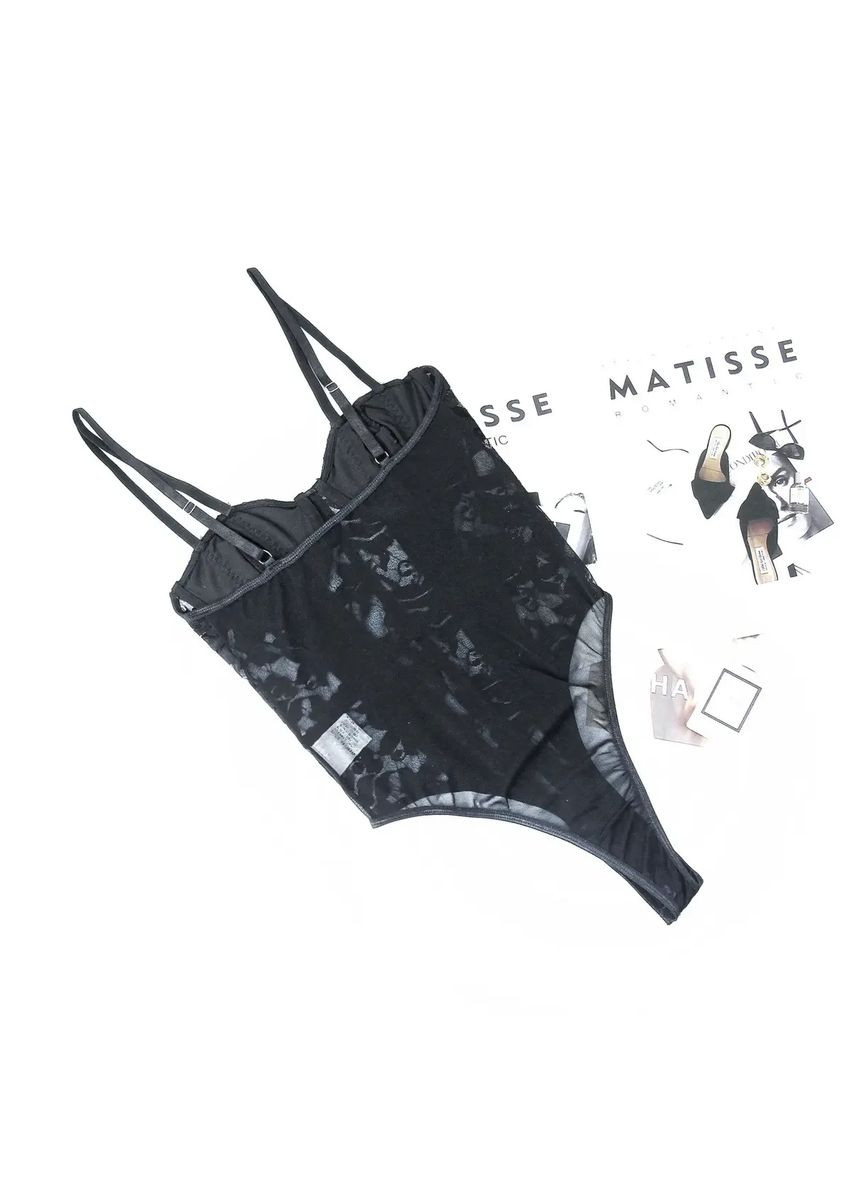 Мереживний боді із кнопками в зоні паху та кісточками в грудях. Мереживний боді полупрозорий на бретелях China (361441041)