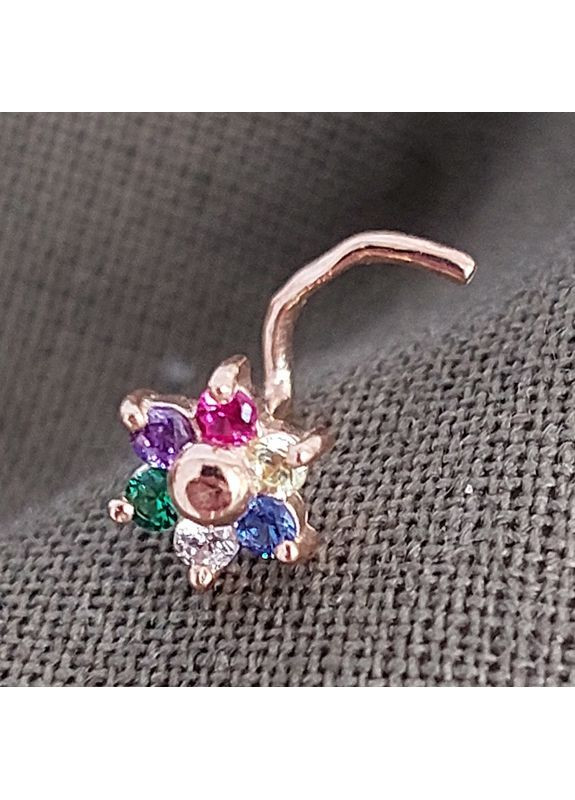 Пирсинг в нос цветок из золота с фианитами. No Brand (355921959)