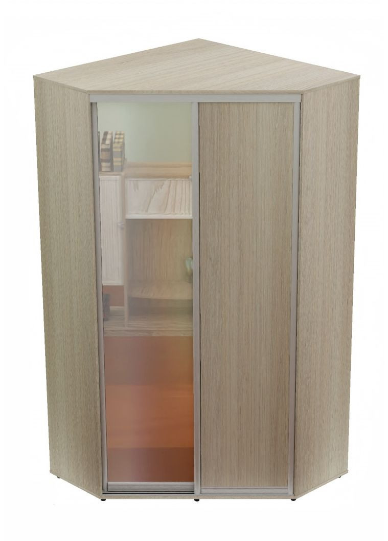 Шкаф-купе двухдверный угловой 150*150*250 см Дуб Шамони светлый ДСП + Зеркало Угол-5 Алекса (360464329)