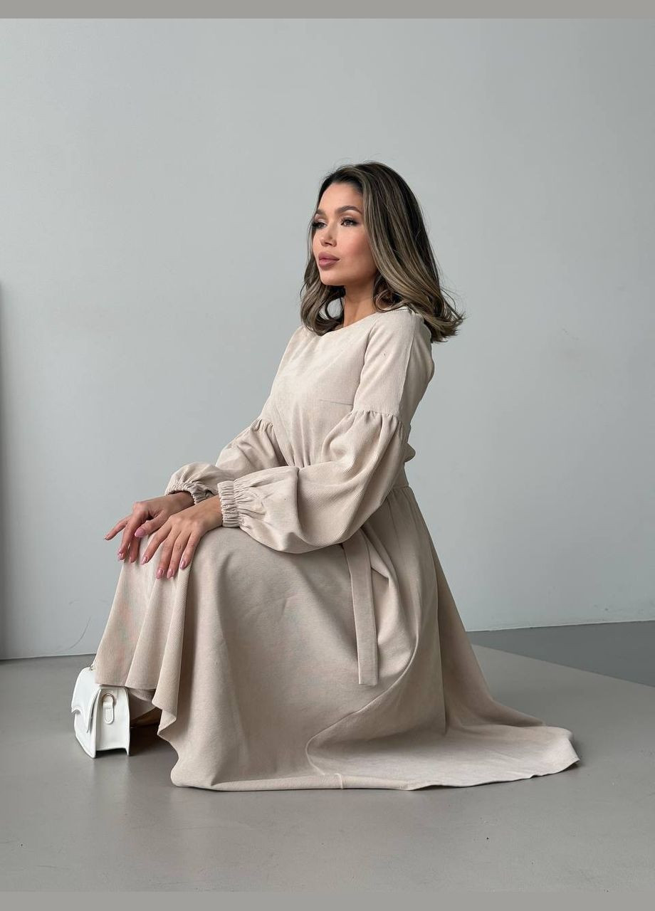 Молочна кежуал сукня з вельвету No Brand однотонна