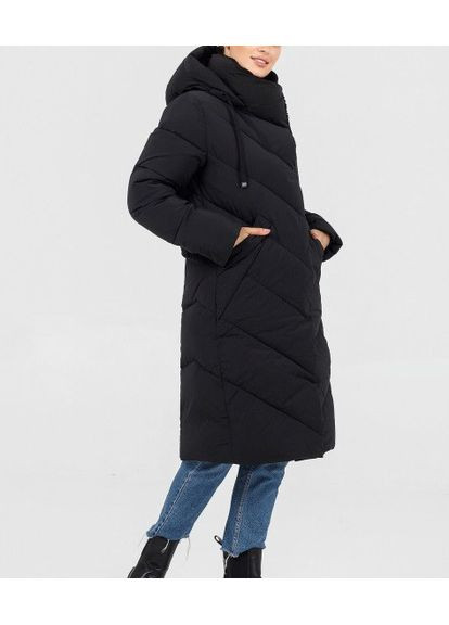 Черная зимняя женское пальто 2082 l Towmy