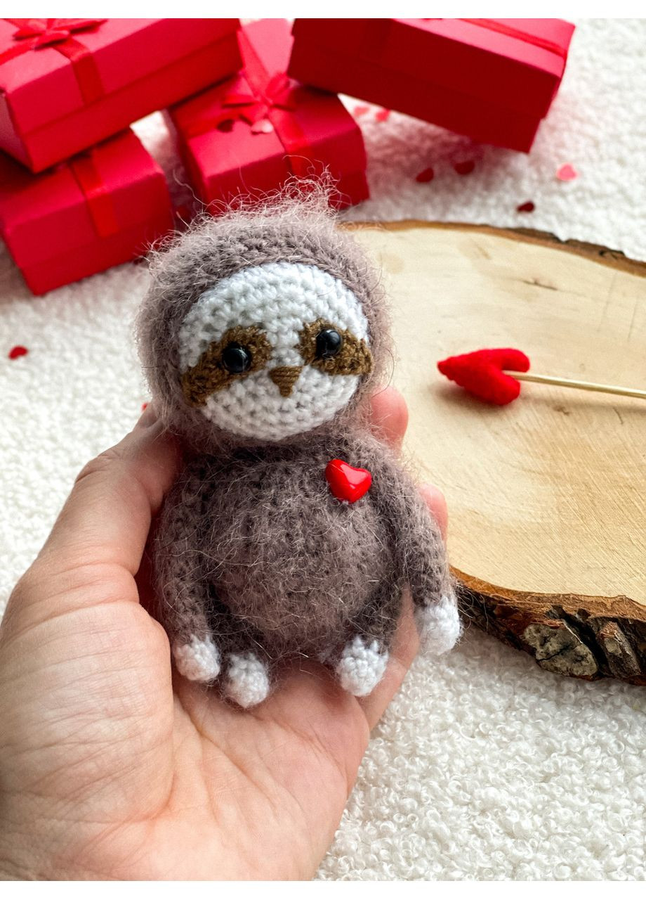 Ленивец, вязаная игрушка амигуруми ленивец, игрушка ручной работы, амигуруми для влюбленных No Brand (352474139)