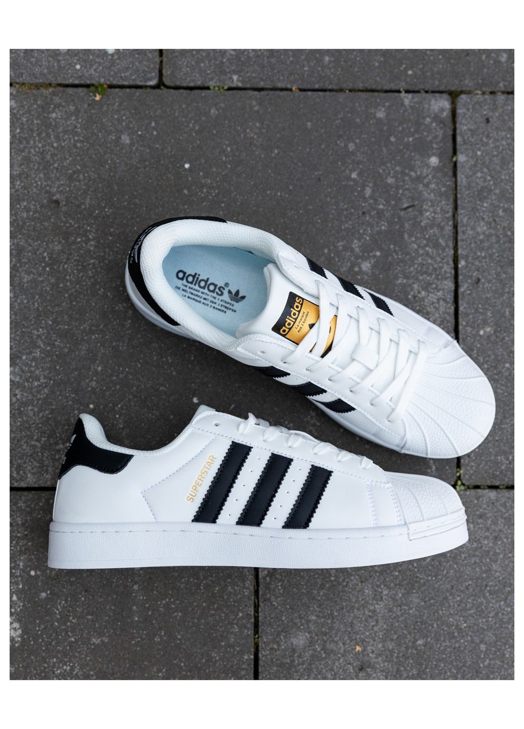 Білі Осінні кросівки чоловічі white black No Brand Superstar Classic