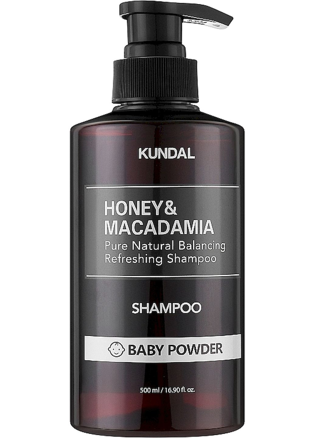 Натуральний шампунь Honey & Macadamia Shampoo Baby Powder безсульфатний з ароматом дитячої присипки 500 мл Kundal (292794996)