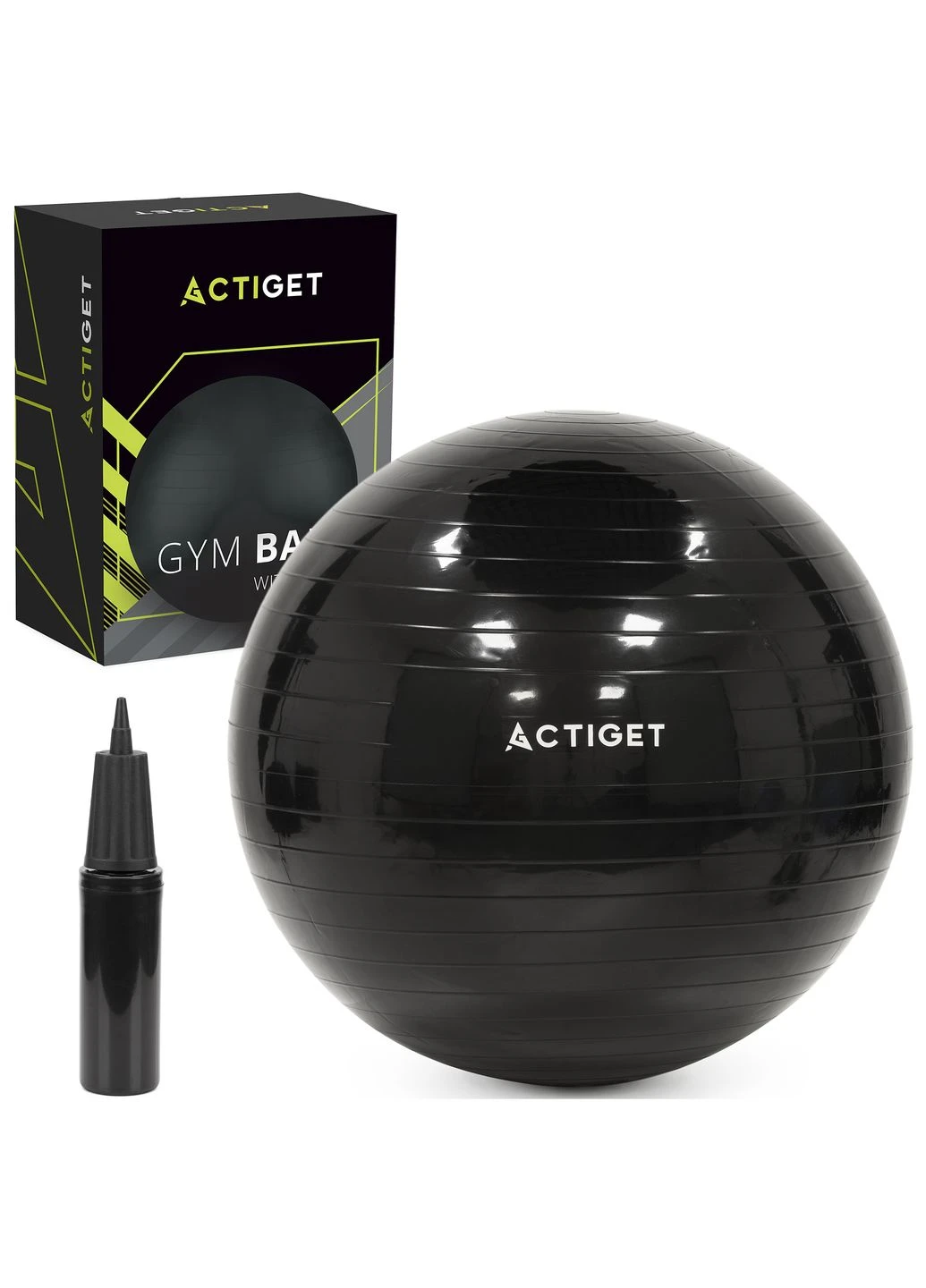 Мяч для фитнеса (фитбол) 75 см с насосом Black Actiget ACT0146 (402385335)