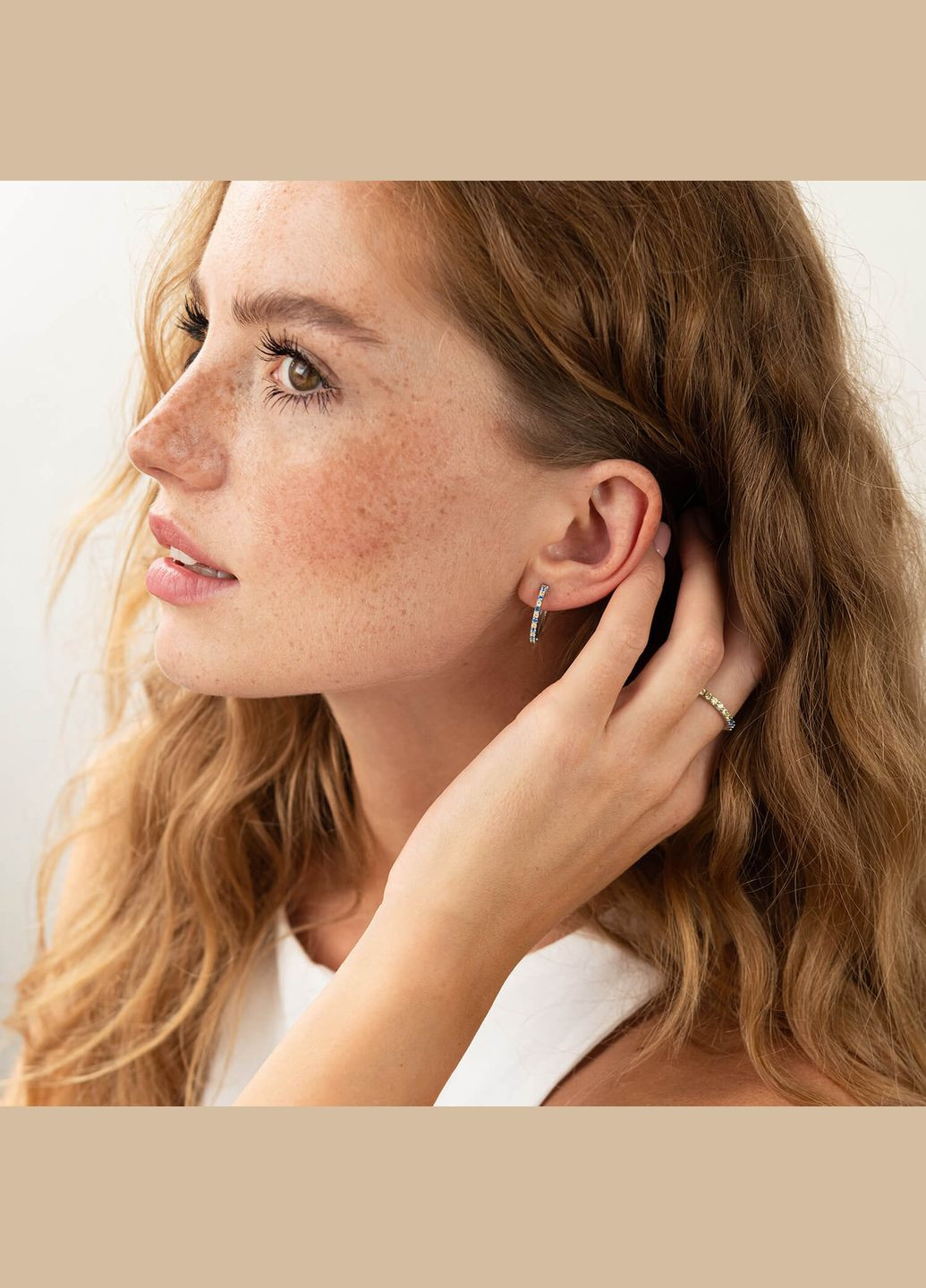 Срібні сережки - кільця (блакитні та жовті камені) 698 Oniks (264644258)