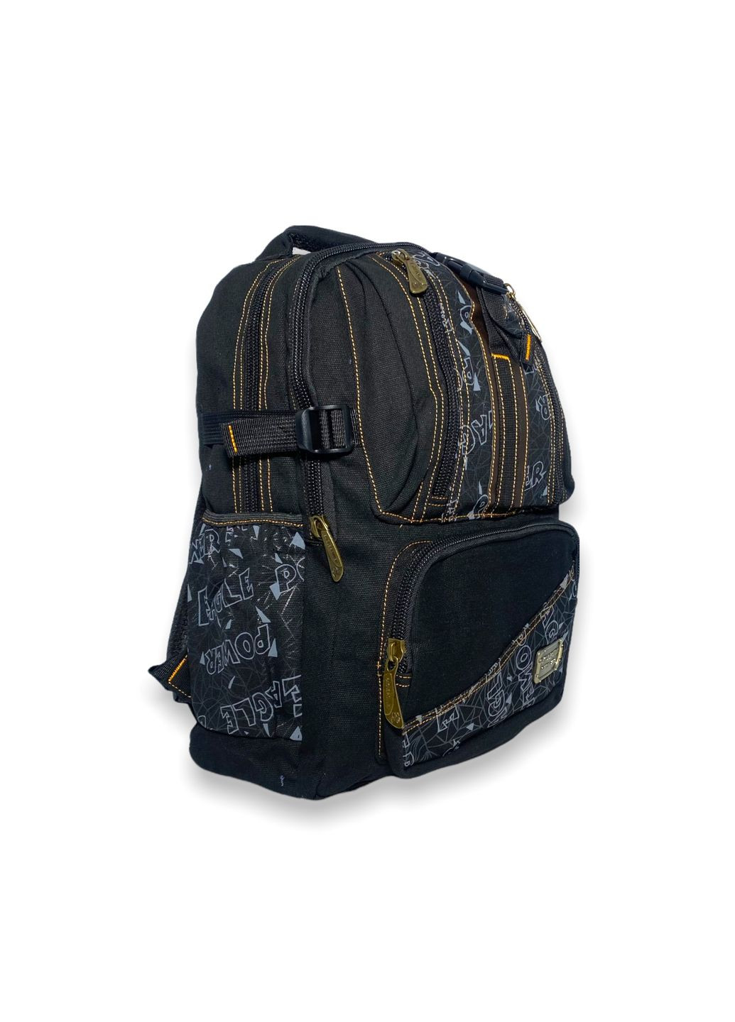 Брезентовий рюкзак,756EP два відділи три фронтальних кишені, бокові кишені розмір 40*30*15см чорний Eagle Power (286421723)