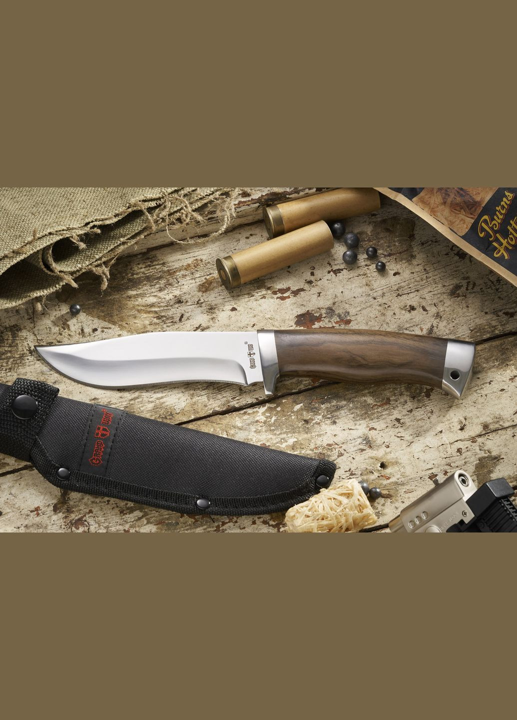 Нож охотничий с широким лезвием и деревянной рукоятью GW2422 Grand Way (370770642)