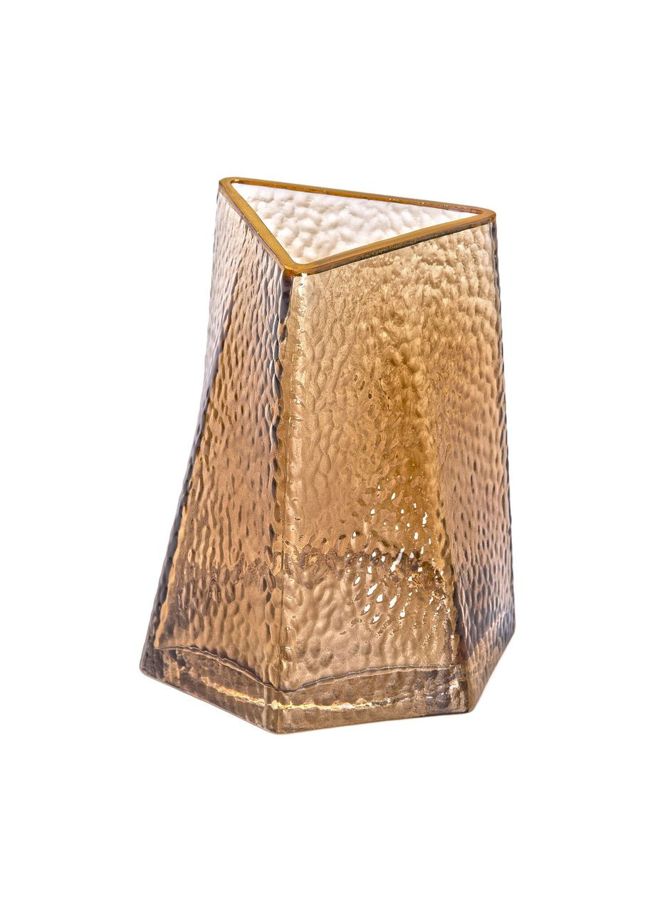 Декоративна трикутна скляна ваза із золотим обідком, 13 x 11,5 x 15,5 см HP-1710-1 Yiwu (370969145)