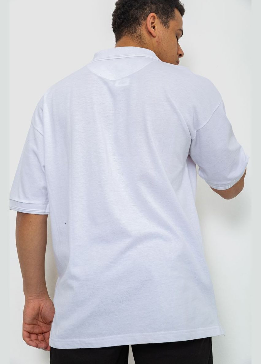 Белая поло мужское однотонное 244r015 с длинным рукавом Ager
