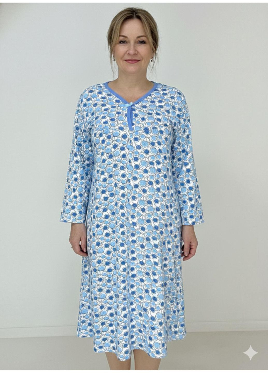 Нічна сорочка байка Валерія 50-52 Блакитна 57739496-1 Triko (371267704)