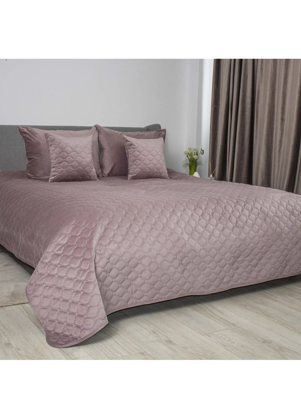 Велюровое полуторное покрывало 150*210 см гипоаллергенное ТЭП Розовое (29820150210) ТЕП (371191598)