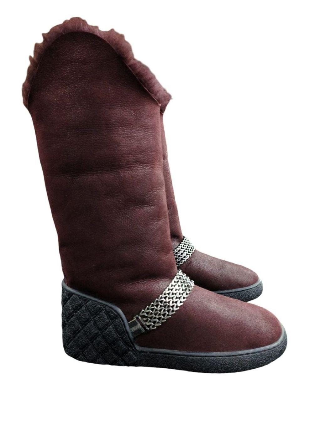 Зимние зимние женские высокие сапоги 37 (23,5 см) на цигейки казаки Sherlock Soon с цепочками