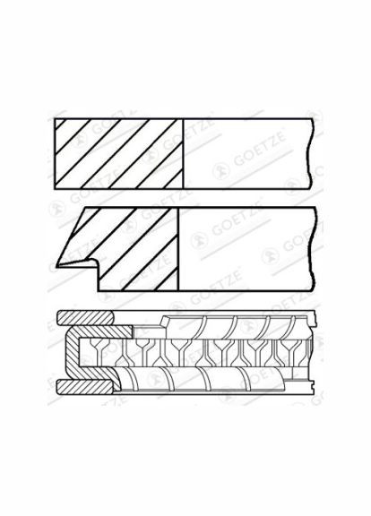 Кольца поршневые (1CYL) OPEL 73.9 (1.2/1.2/2) Z10XEP/Z14XEP/A12XER 08-429507-00 GOETZE (366123111)