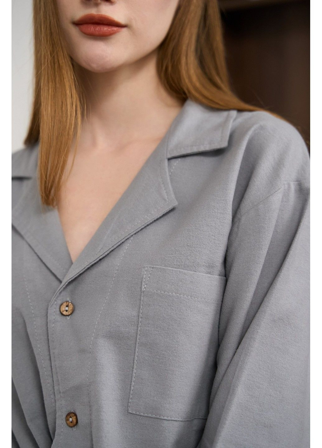 Светло-серая пижама женская фланель soft светло-серая рубашка + брюки Handy Wear