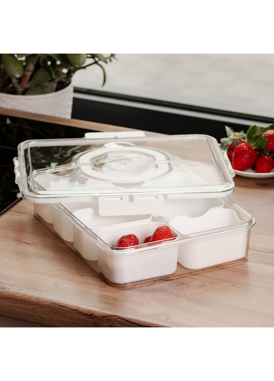 Контейнер для їжі із 8 відсіками білий 2,5 л пластиковий ланч-бокс для зберігання продуктів судок для їжі ProDobro (364190861)