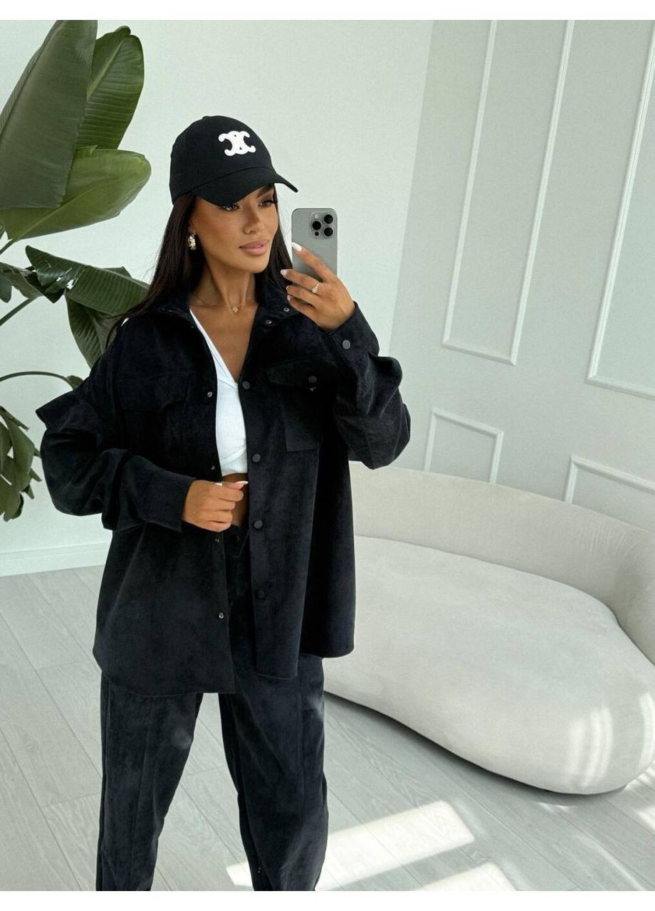 Костюм вельветовий прямі брюки та сорочка овесайз Україна (362463807)