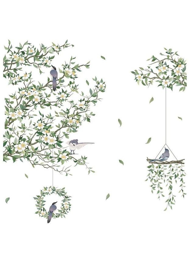 Интерьерные виниловые Цветущие деревья птички (лист 90 х 60 см) Б126-1 FD-AB No Brand (356767875)